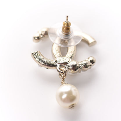 Chanel Crystal Pearl CC Drop Earrings Gold 4 of 5