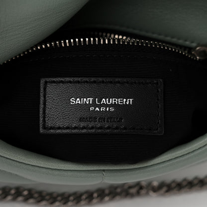 Saint Laurent Lambskin Quilted Toy Loulou Puffer Monogram Chain Satchel Mint 6 of 11