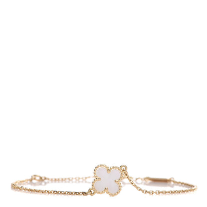 Van Cleef & Arpels 18K Yellow Gold Mother of Pearl Sweet Alhambra Bracelet 1 of 6