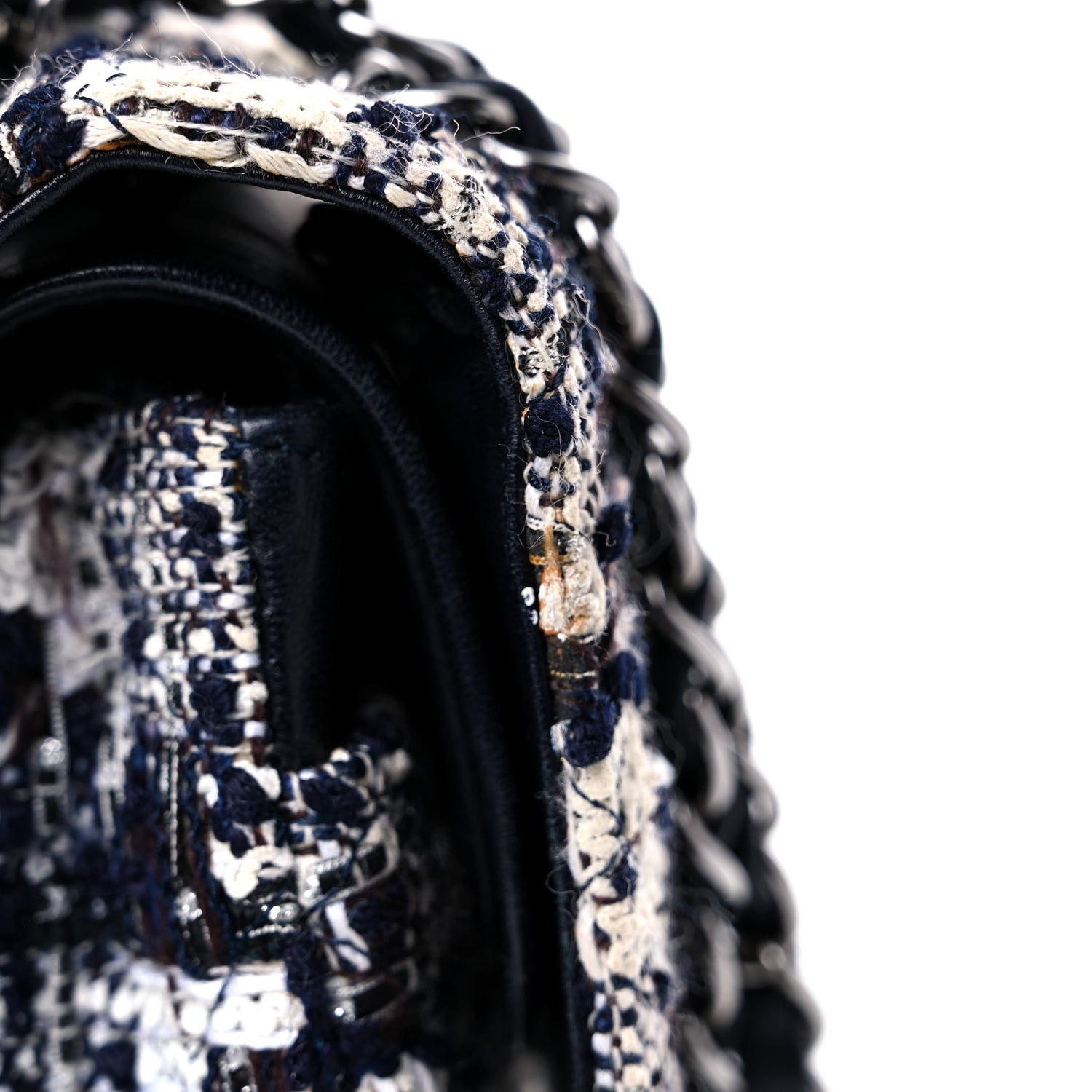 Chanel Tweed Quilted Flap Navy White 26 of 27