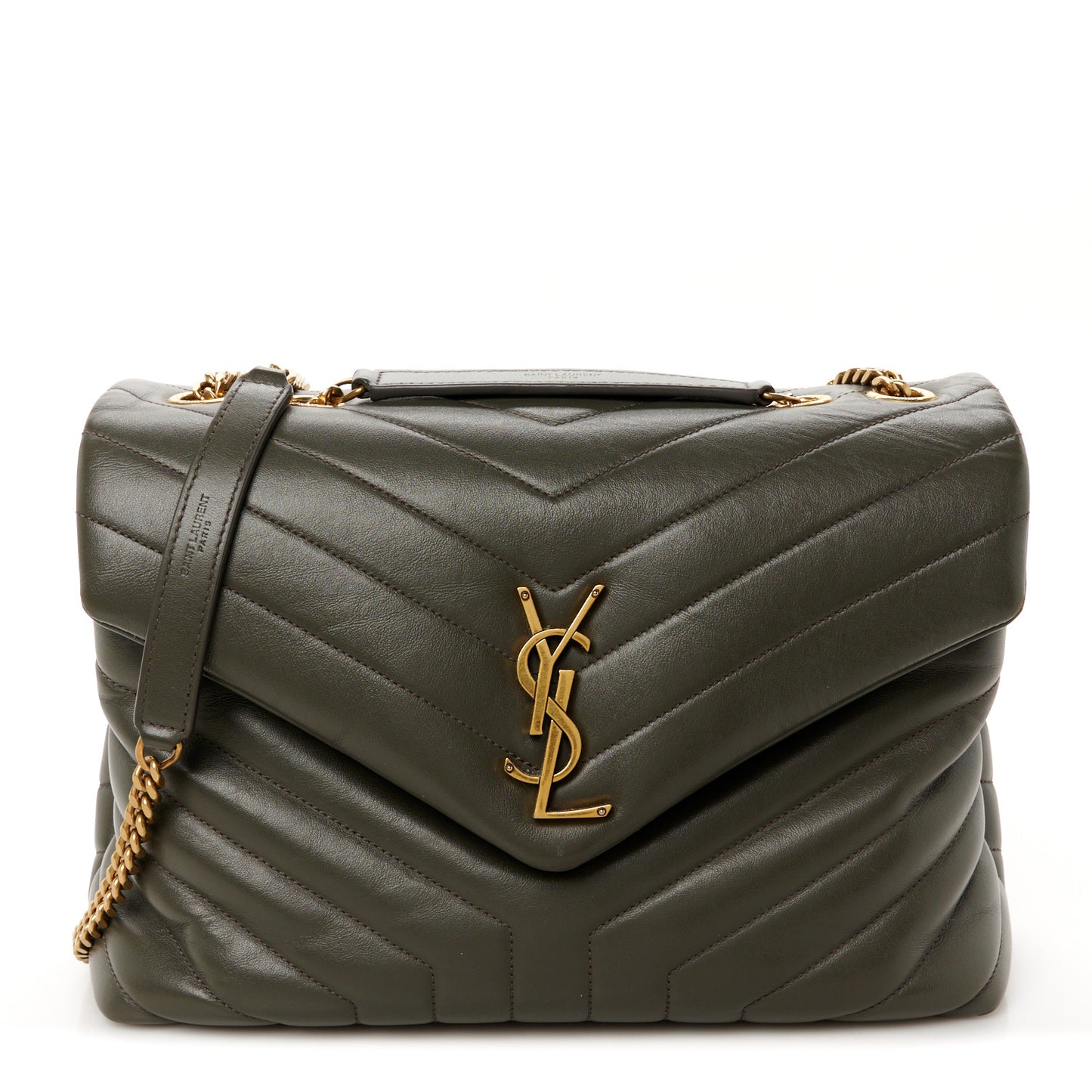 Calfskin Y Quilted Monogram Medium Loulou Chain Satchel Soil Brown