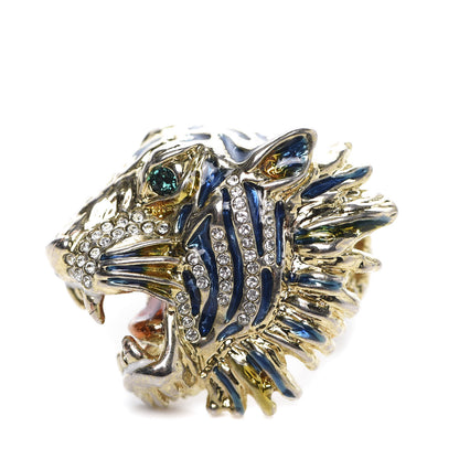Gucci Metal Crystal Lion Head Ring 6 Aged Gold Multicolor 1 of 6