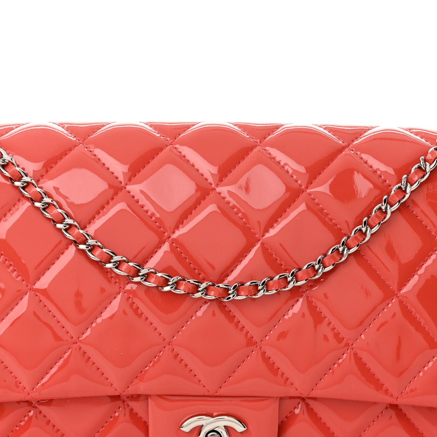 Chanel Patent Quilted Clutch With Chain Flap Fuchsia 8 of 10