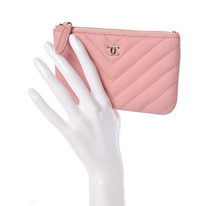 Chanel Caviar Chevron Quilted Small Cosmetic Case Pink 2 of 8
