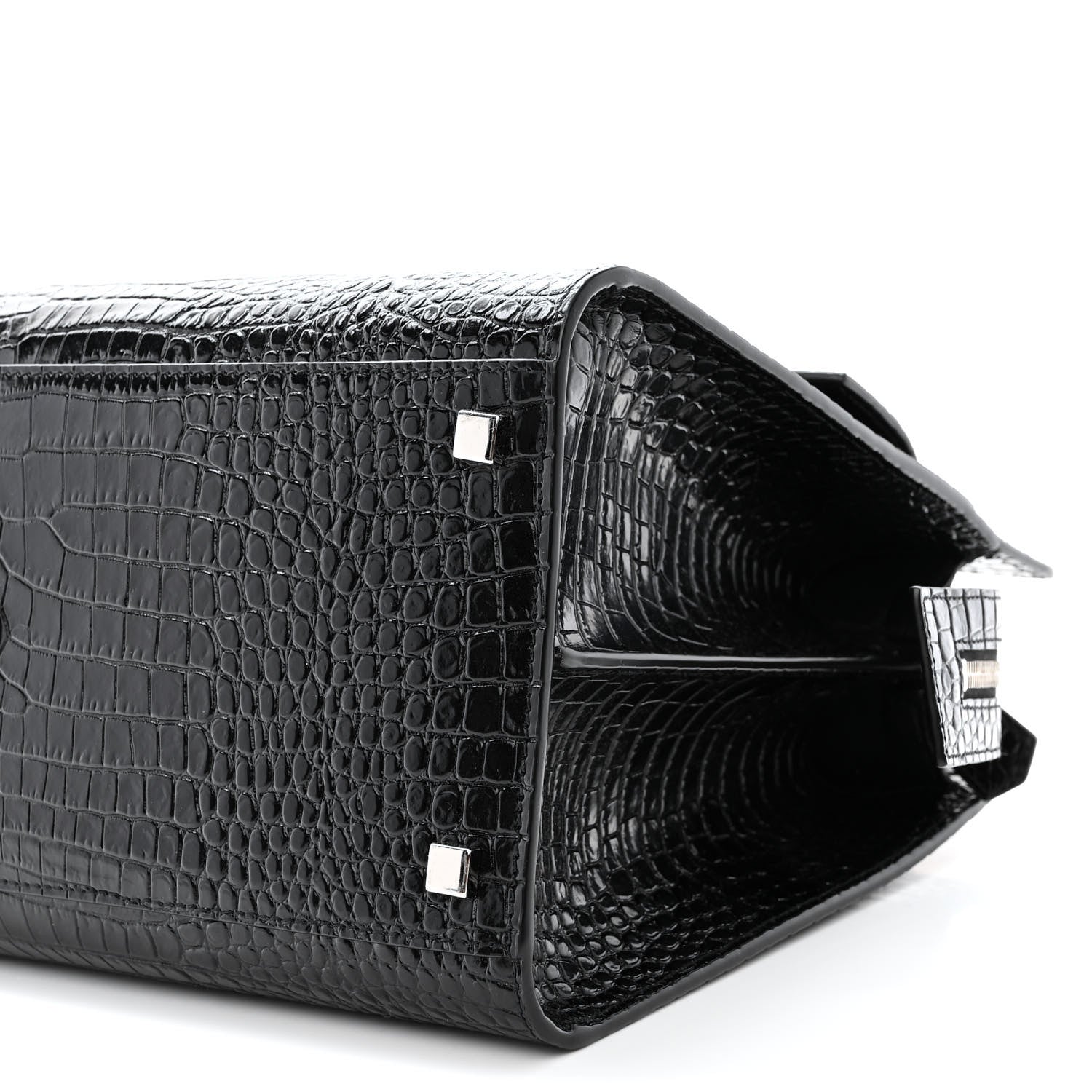 Saint Laurent Croc Calfskin Embossed Medium Uptown Tote Black 10 of 10