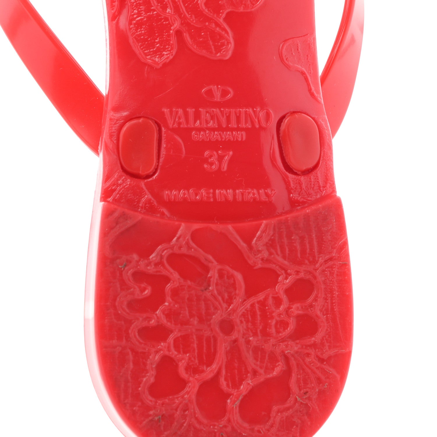 Valentino Garavani PVC Jelly Rockstud Bow Thong Sandals 37 Rosso Valentino 7 of 7