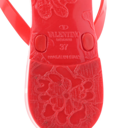 Valentino Garavani PVC Jelly Rockstud Bow Thong Sandals 37 Rosso Valentino 7 of 7
