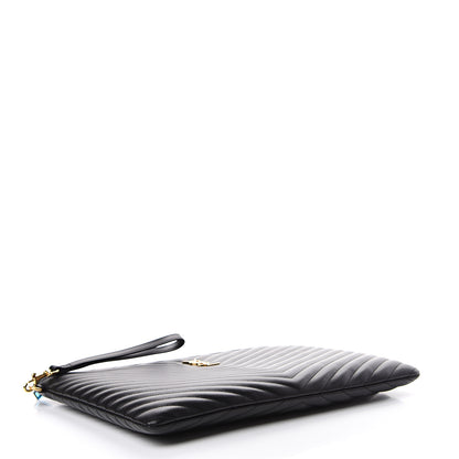 Saint Laurent Calfskin Matelasse Chevron Monogram Document Holder Black 3 of 7