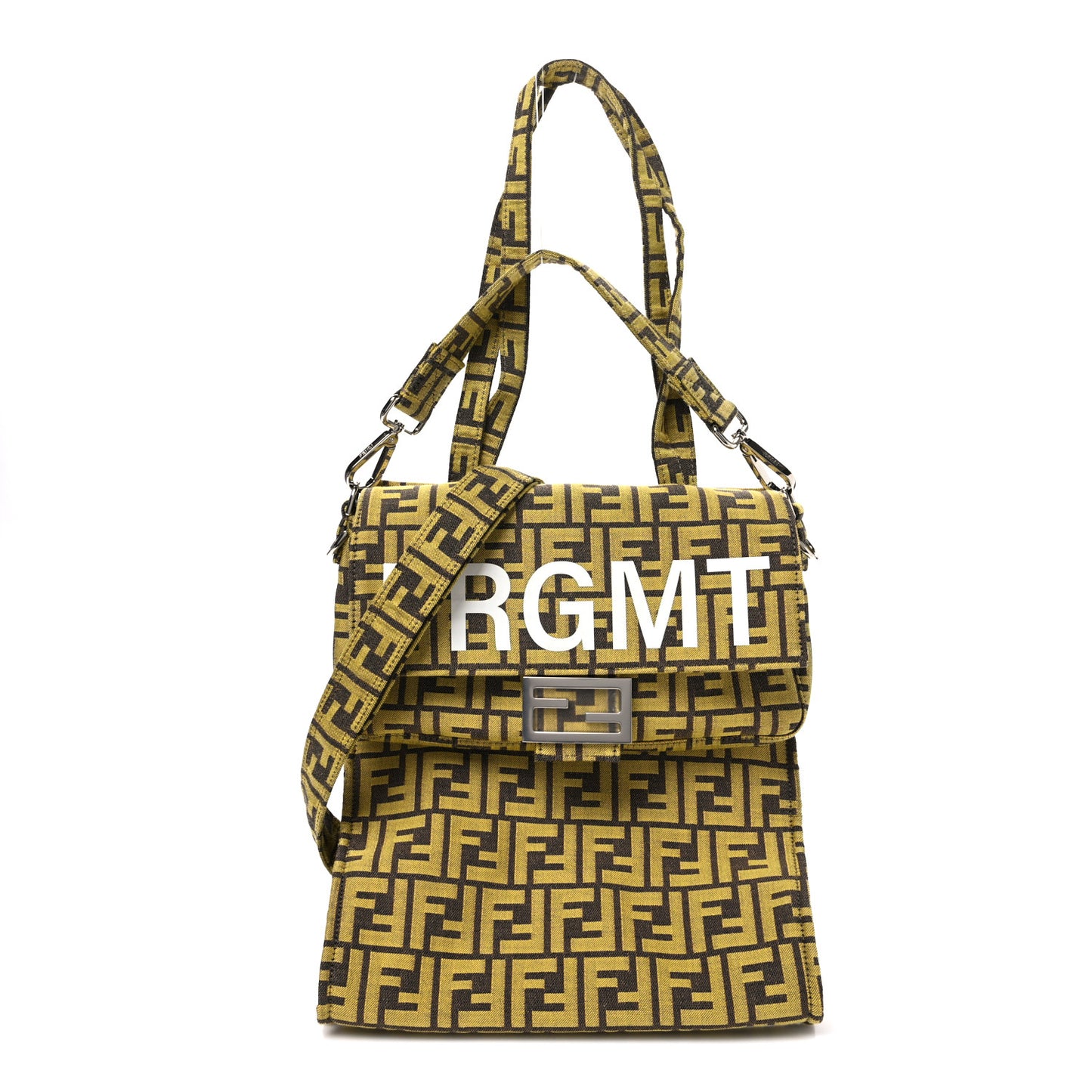 x FRGMT Woven Fabric Jacquard FF Embroidered Baguette Foldable Tote Tobacco Mimosa