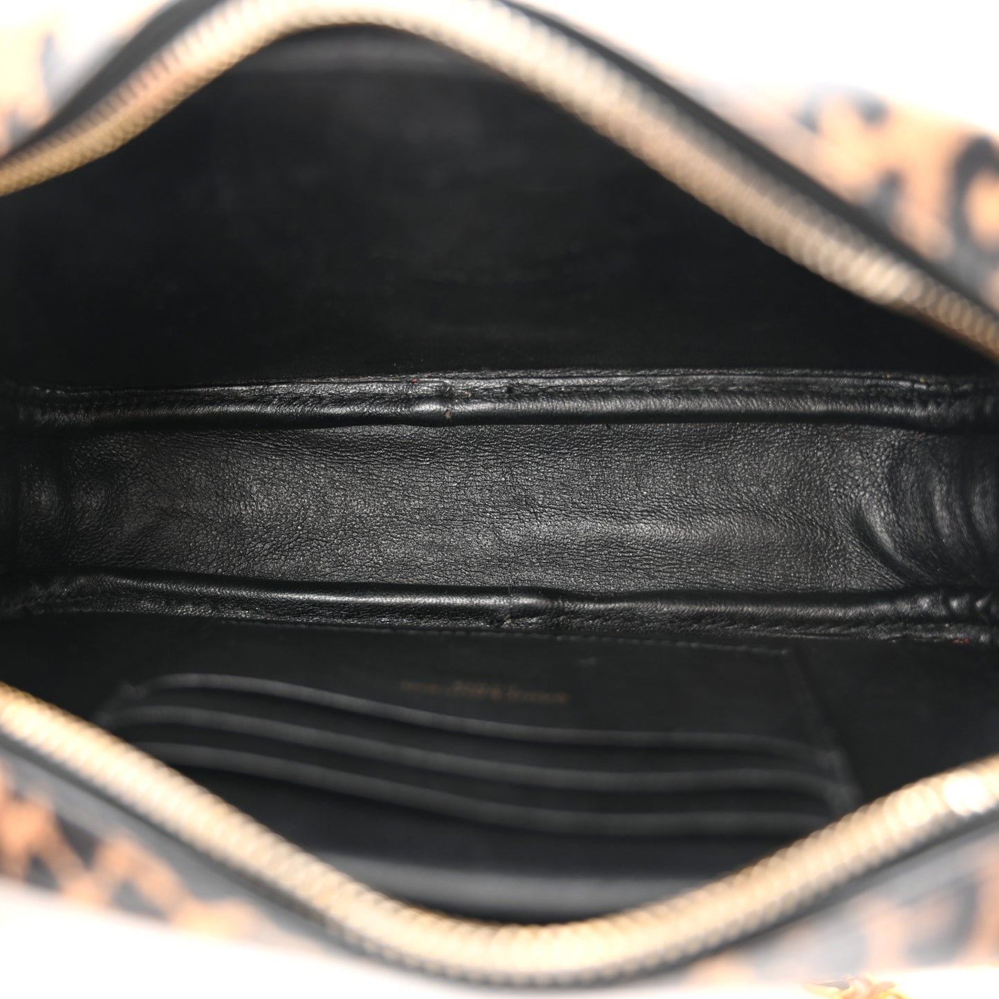 Calfskin Heart Leopard Print Monogram Mini Lou Camera Bag Toffee