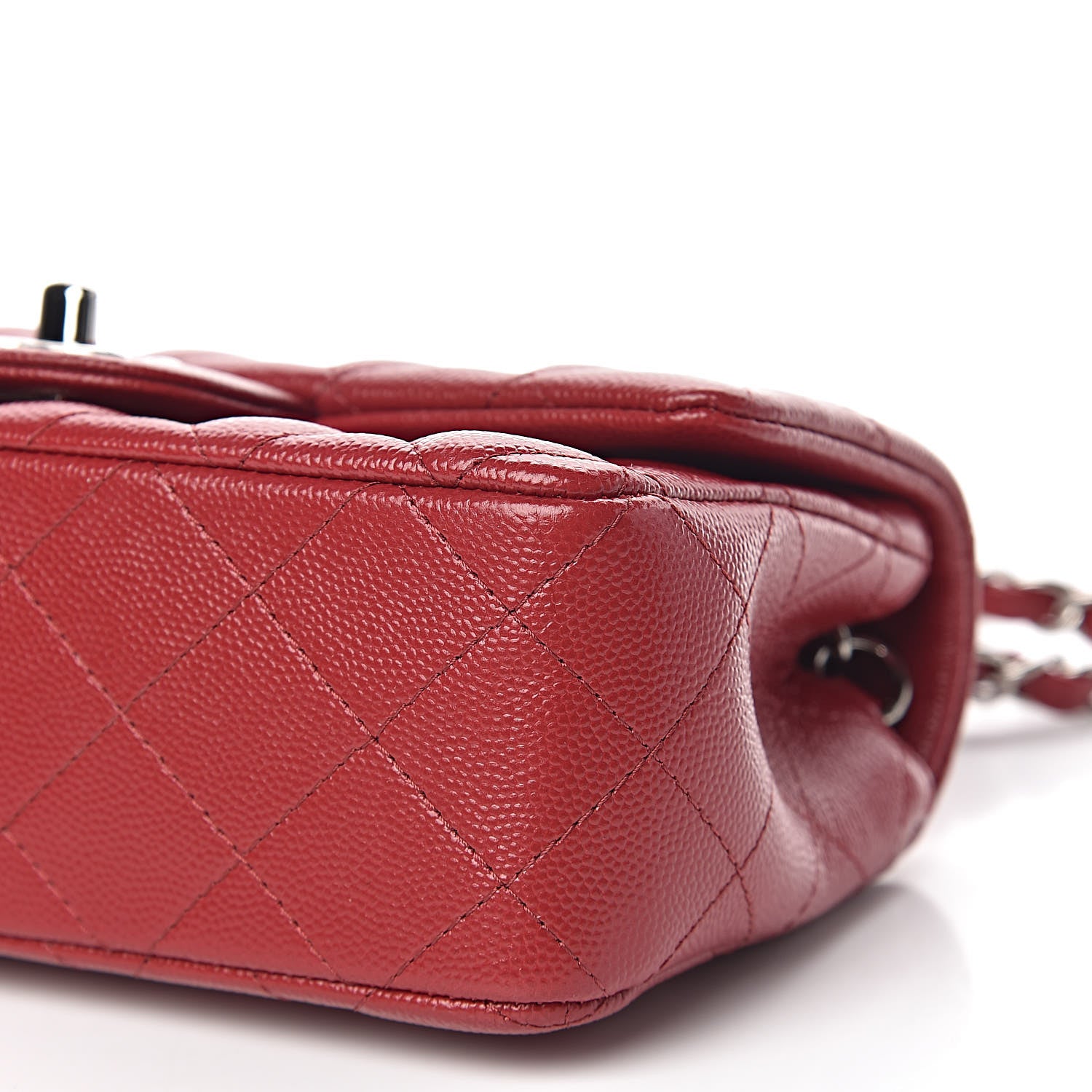 Chanel Caviar Quilted Mini Rectangular Flap Dark Red 10 of 12