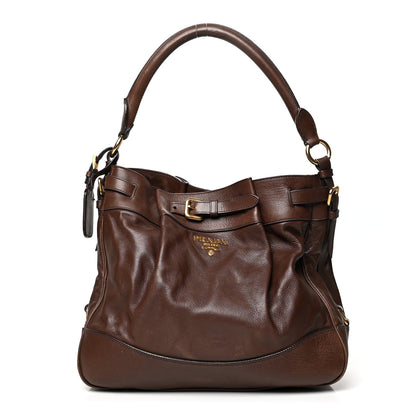 Prada Cervo Belted Hobo Brown 1 of 14