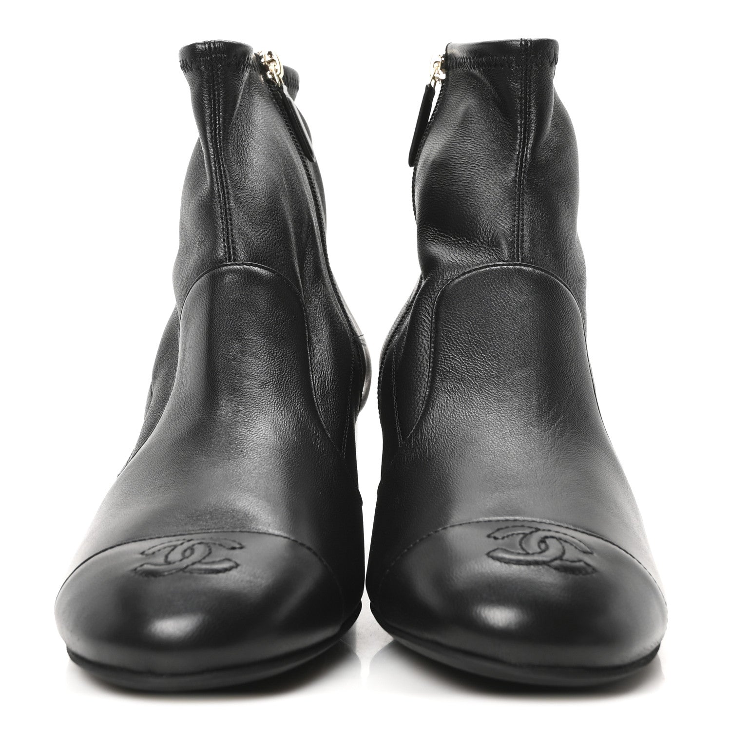 Chanel Stretch Lambskin Cap Toe CC Short Boots 41 Black 2 of 10