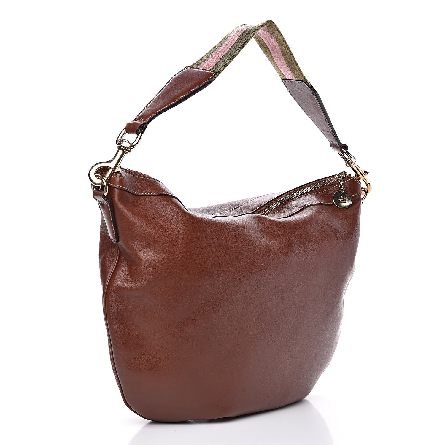 Gucci Calfskin Web Strap Hobo Brown 3 of 11