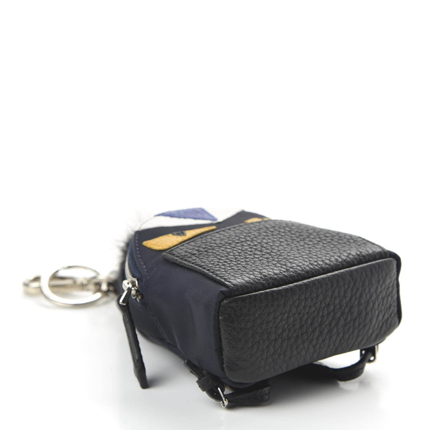 Fendi Nylon Cuoio Romano Nutria Fox Fur Monster Eyes Mini Backpack Charm Blue Black Multicolor 5 of 6