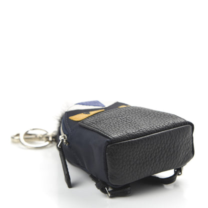 Fendi Nylon Cuoio Romano Nutria Fox Fur Monster Eyes Mini Backpack Charm Blue Black Multicolor 5 of 6