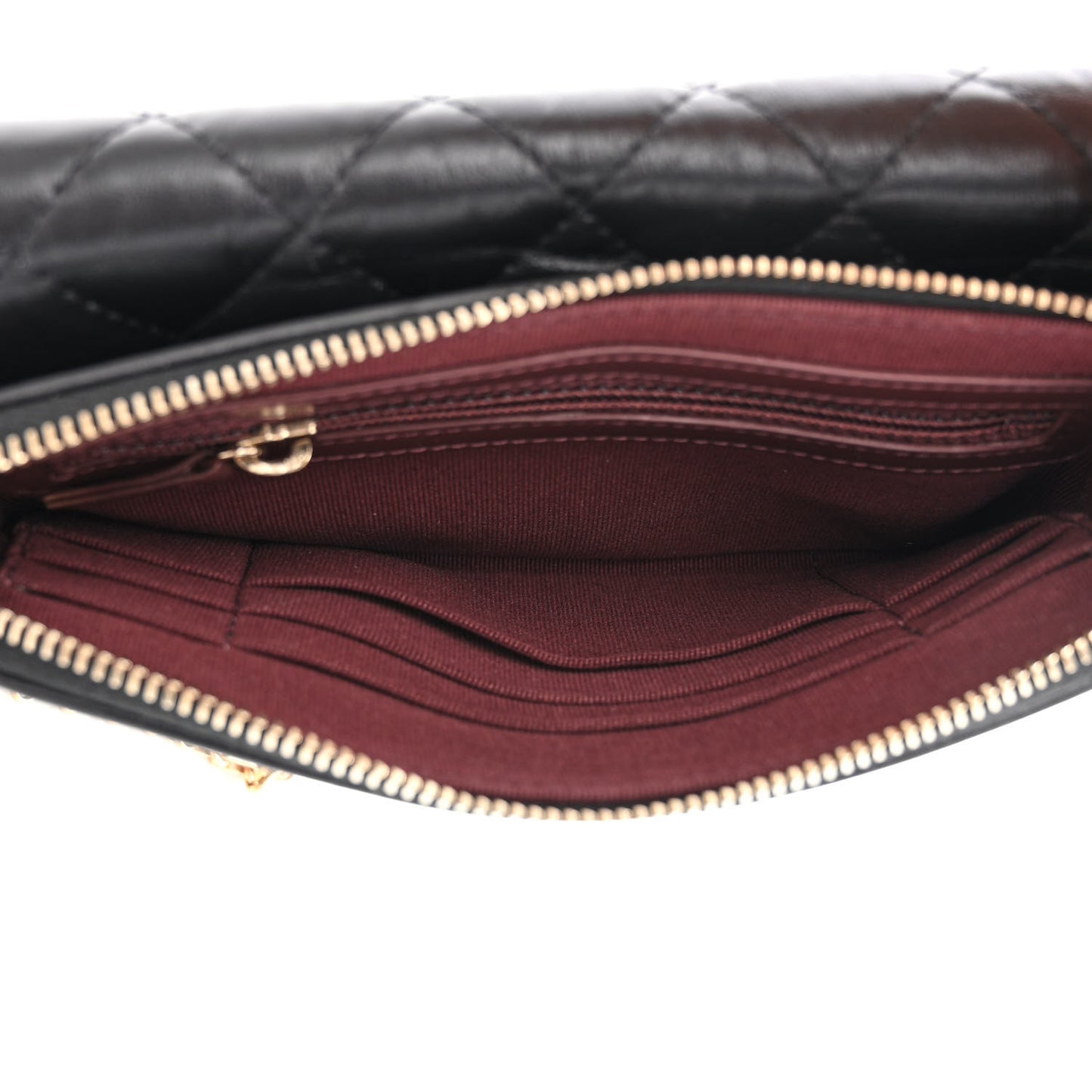 Aged Calfskin Quilted Reissue 2.55 Phone Holder With Chain Black
