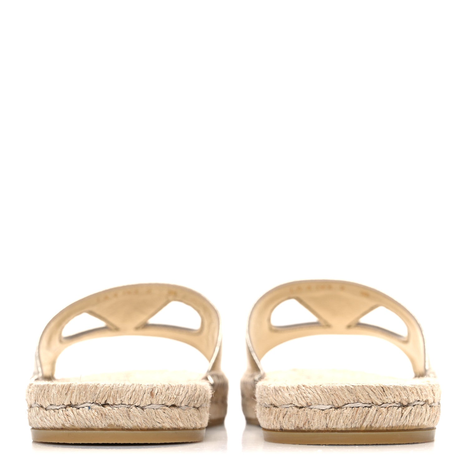 Valentino Garavani Laminated Napa Vlogo Cut Out Espadrille Flat Slide Sandals 36 Silver 6 of 10
