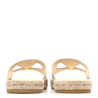 Valentino Garavani Laminated Napa Vlogo Cut Out Espadrille Flat Slide Sandals 36 Silver 6 of 10