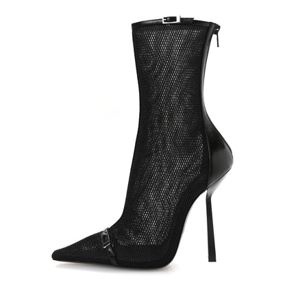 Saint Laurent Elba Applique Tulle Aston 115 Boots 37 Black 1 of 9