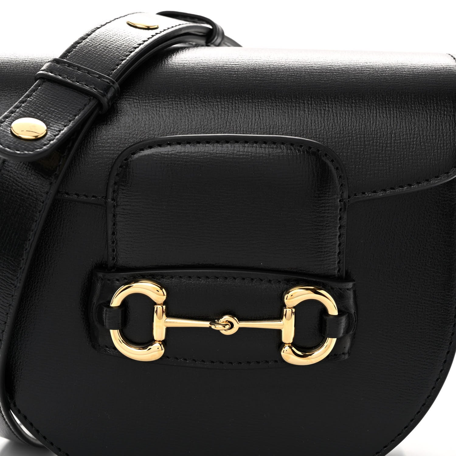 Gucci Azalea Calfskin Mini Horsebit 1955 Rounded Shoulder Bag Black 7 of 10