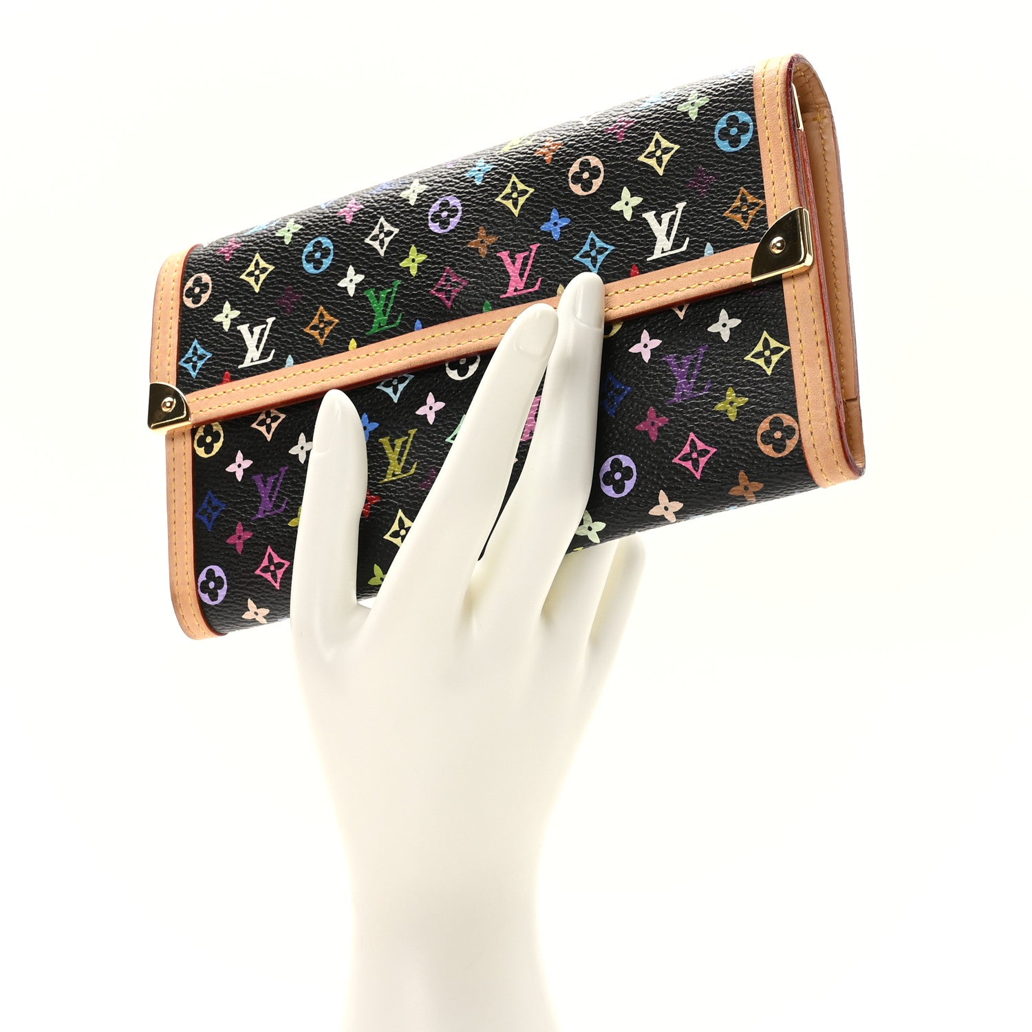 Louis Vuitton Monogram Multicolor Porte Tresor International Wallet Black 2 of 8