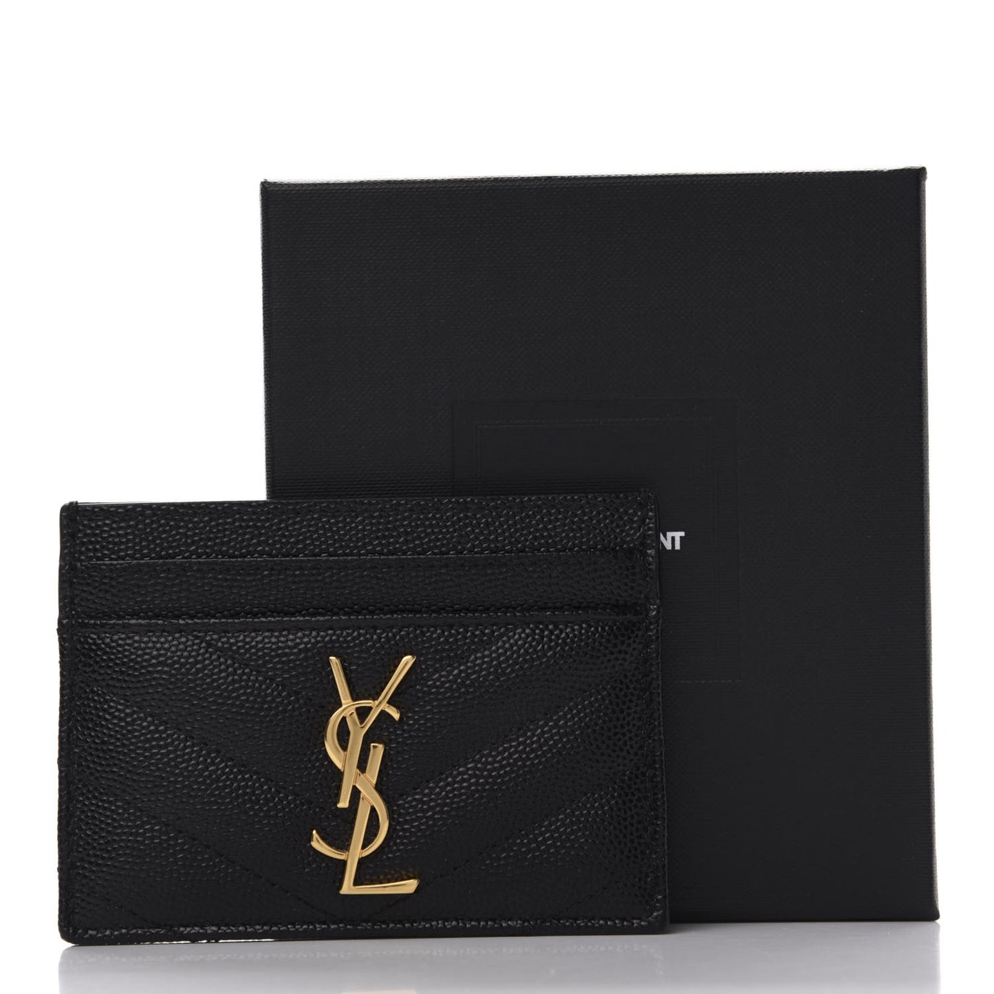 Grain De Poudre Matelasse Chevron Monogram Credit Card Case Black