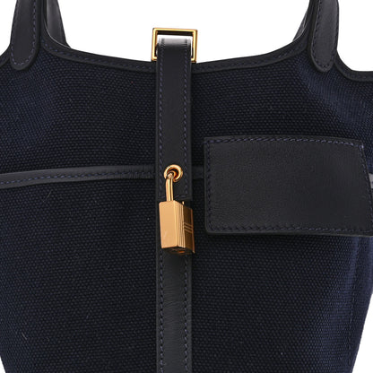 Hermes Toile Goeland Swift Cargo Picotin Lock 18 Bleu Marine 8 of 10