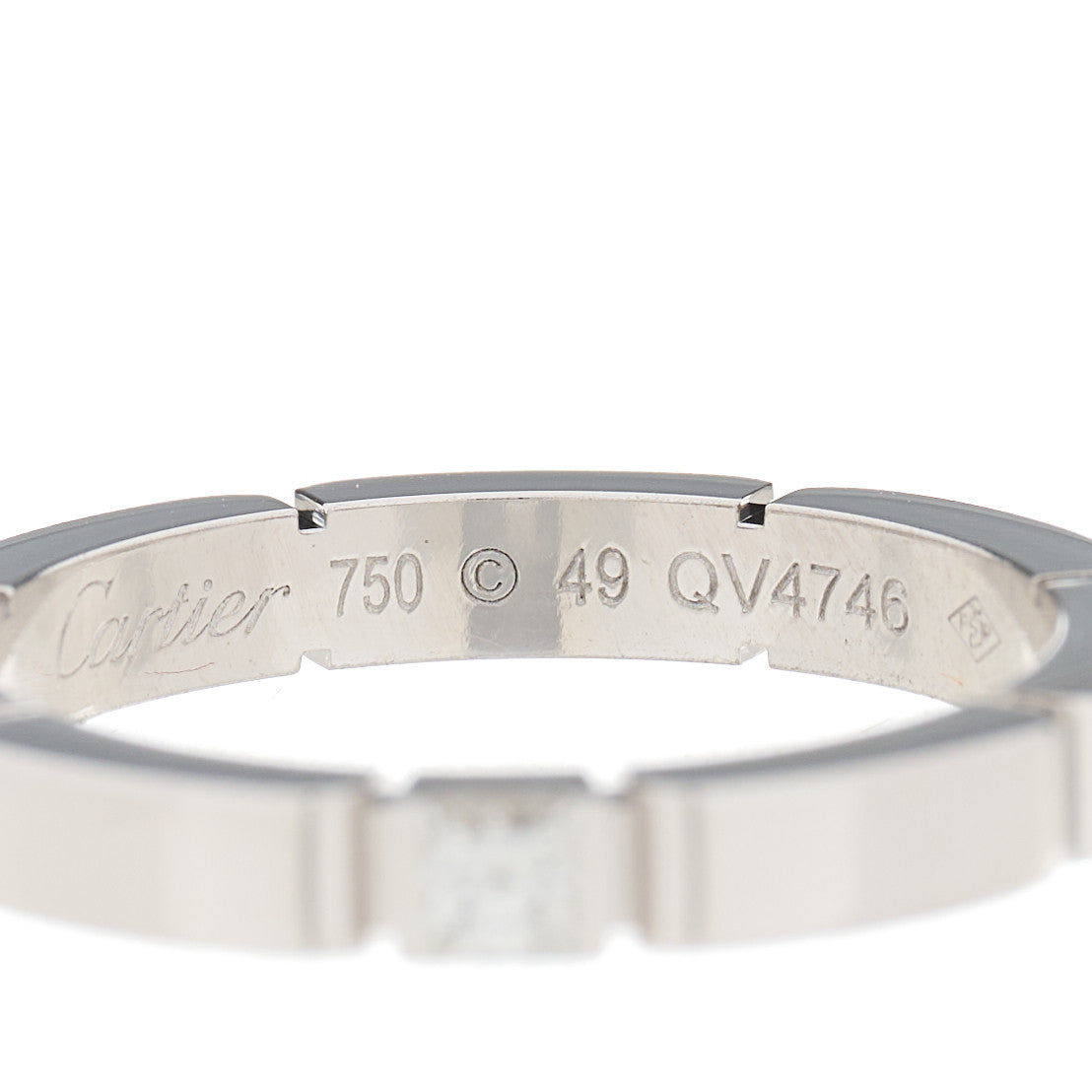 18K White Gold Diamond 2.5mm Maillon Panthere Wedding Band Ring 49 4.75