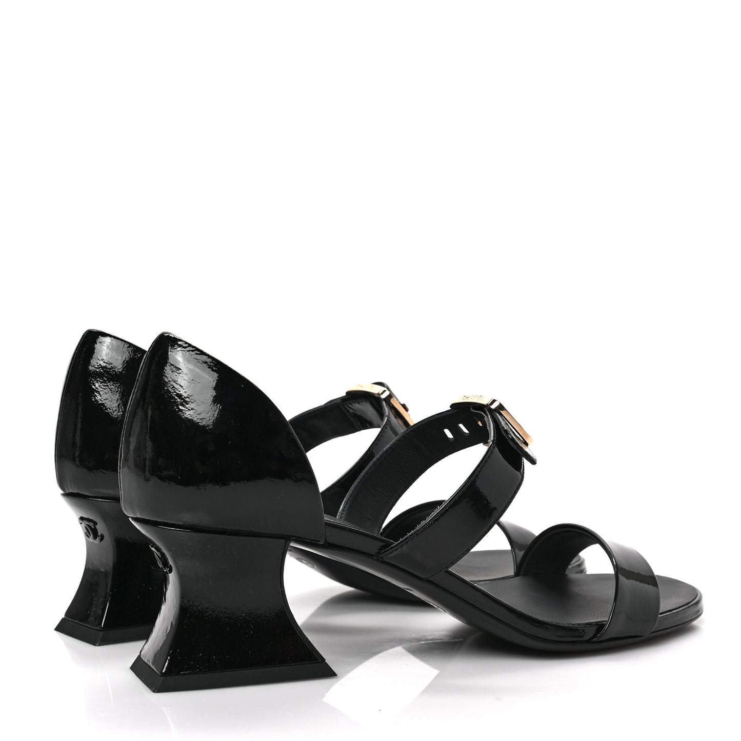 Patent Goatskin Sandals 38.5 Black