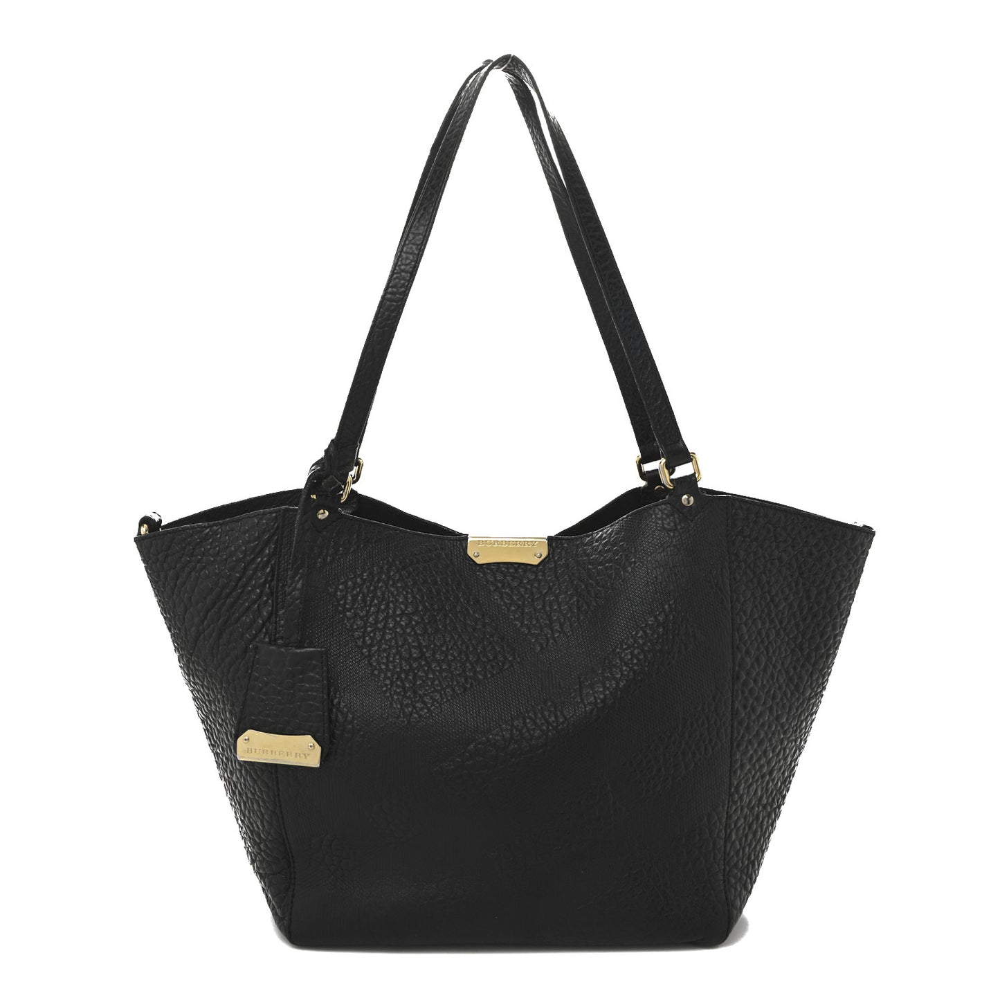 Signature Grain Calfskin Check Embossed Small Canterbury Black