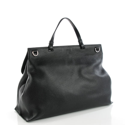 Gucci Pebbled Calfskin Large Bamboo Daily Top Handle Bag Black 3 of 6