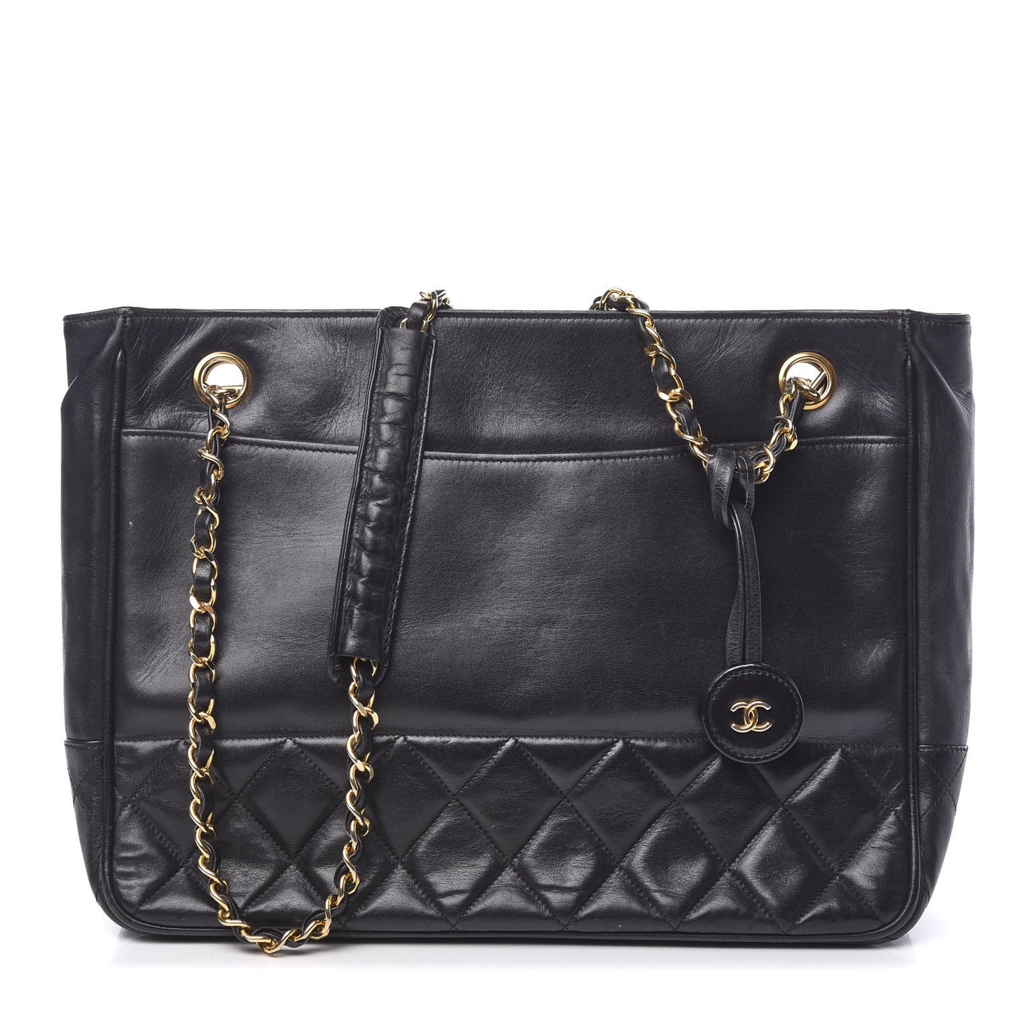 Lambskin Quilted Shoulder Bag Black