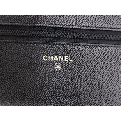 Chanel Caviar Quilted French New Wave Chain CC Wallet On Chain WOC Black 6 of 10