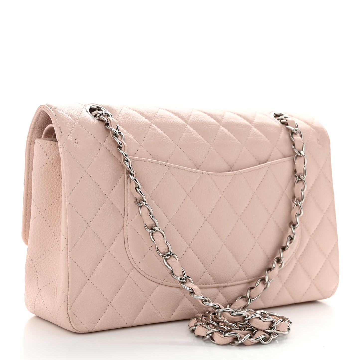 Caviar Quilted Medium Double Flap Light Pink