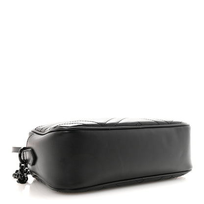Gucci Calfskin Matelasse Monochrome Small GG Marmont Chain Shoulder Bag Black 4 of 9