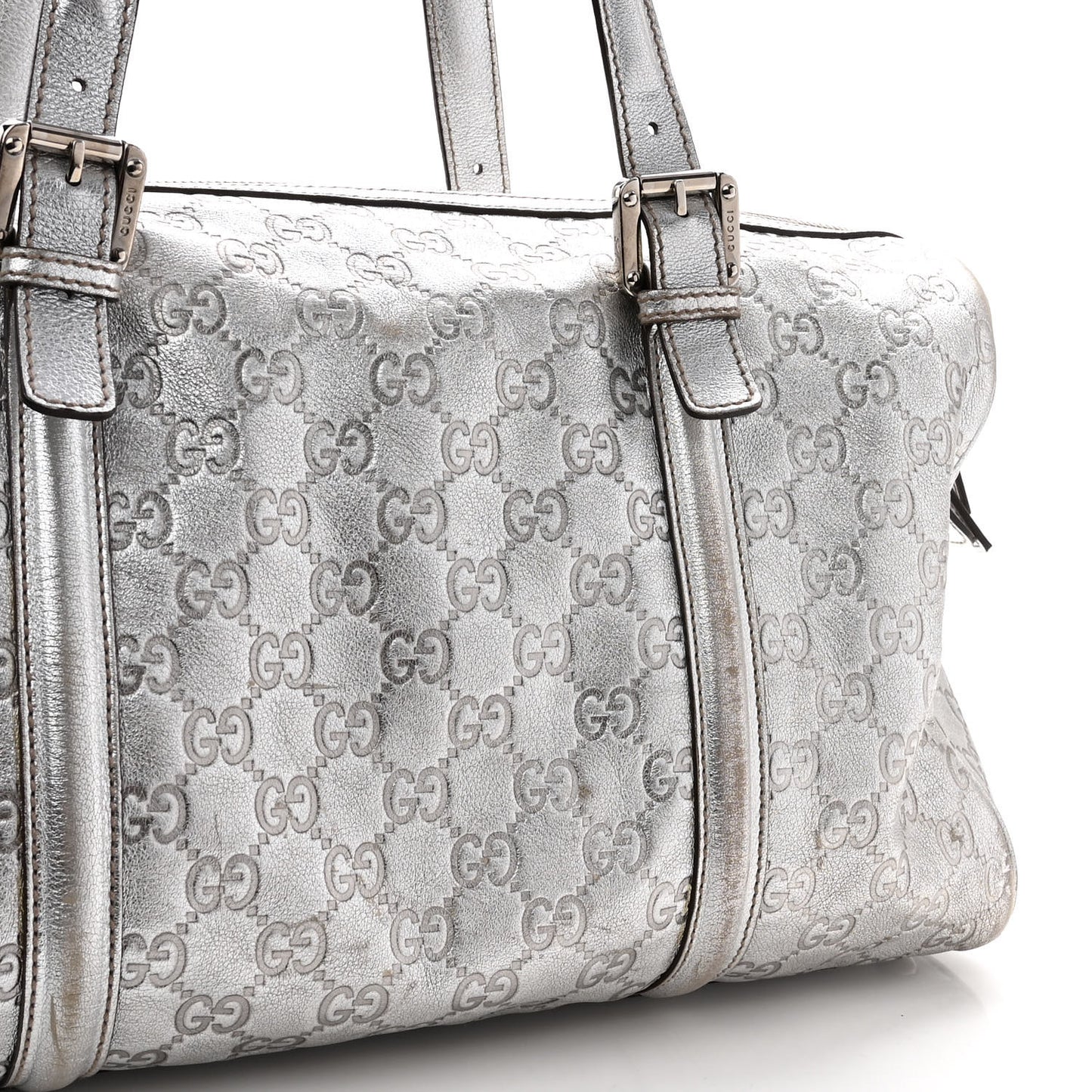 Metallic Guccissima Medium Britt Boston SIlver
