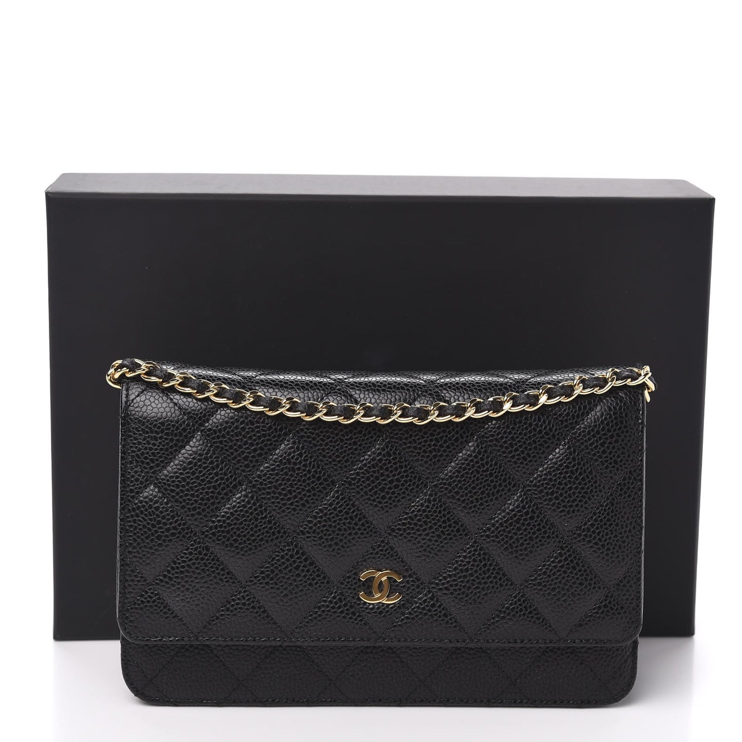 Caviar Quilted Wallet On Chain WOC Black