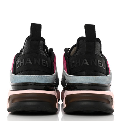 Chanel Fabric Suede CC Sneakers 37 Blue Beige Pink 5 of 21