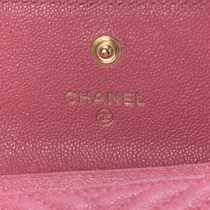 Chanel Caviar Chevron Quilted Boy Card Holder Wallet Dark Pink 5 of 9