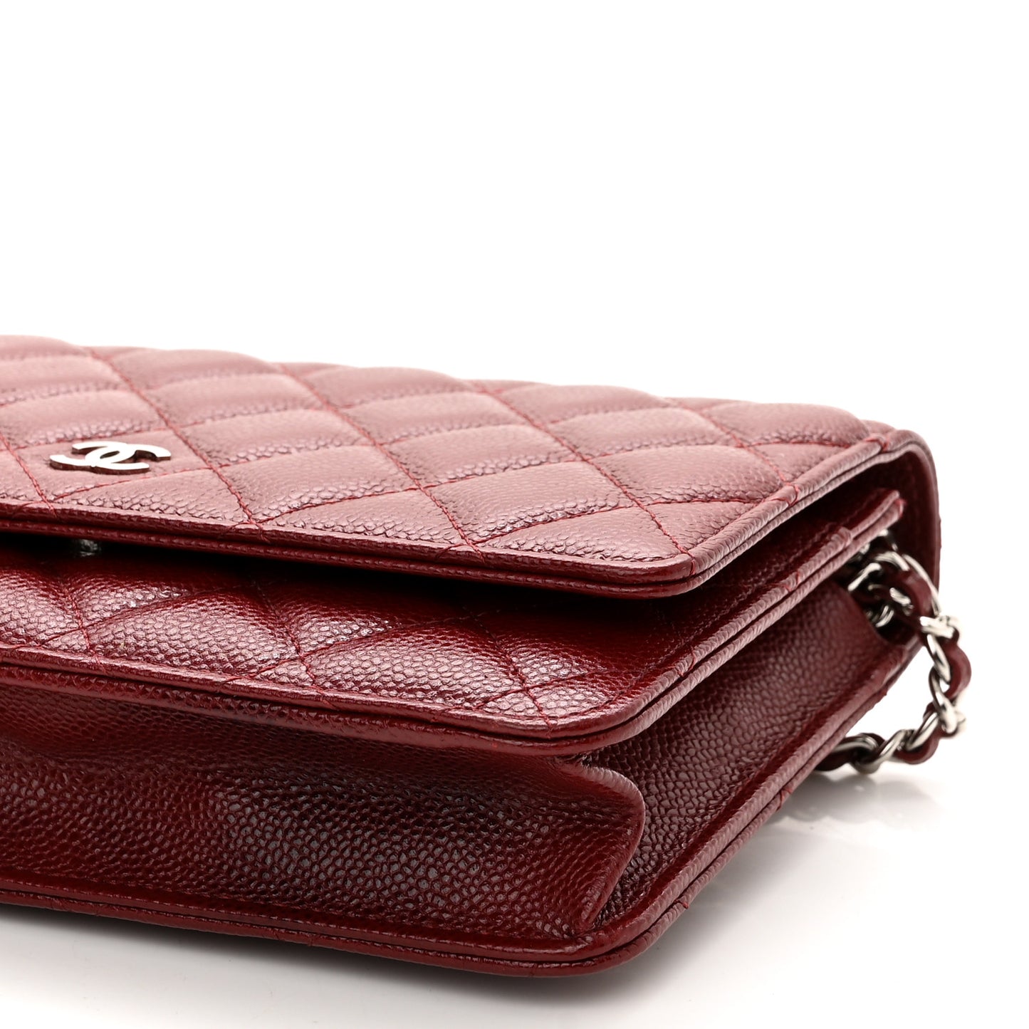 Caviar Quilted Wallet on Chain WOC Burgundy