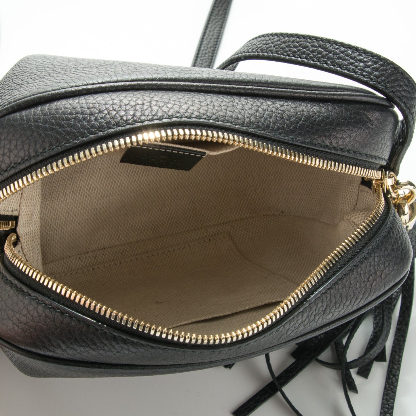 Pebbled Calfskin Small Soho Disco Bag Black