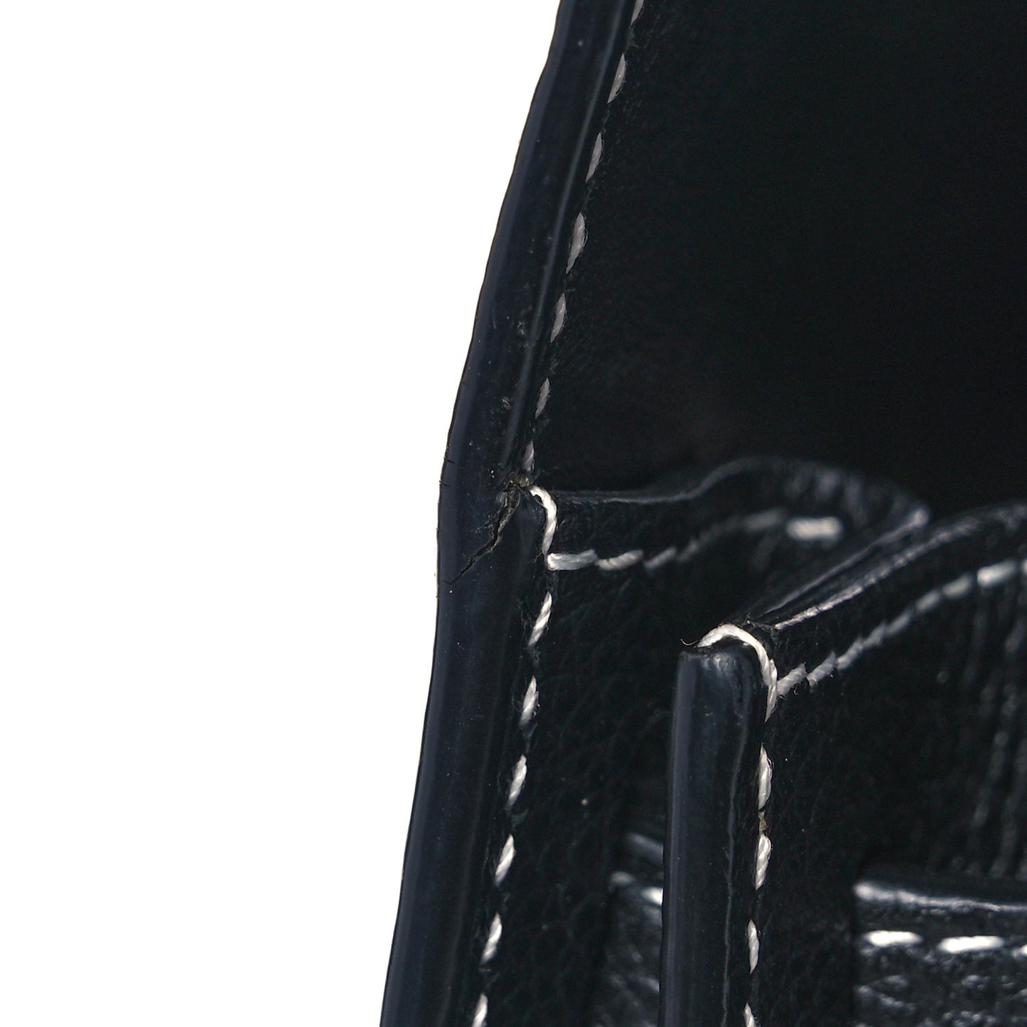 Grained Calfskin Topstitch Small Sac De Jour Black Porcelain