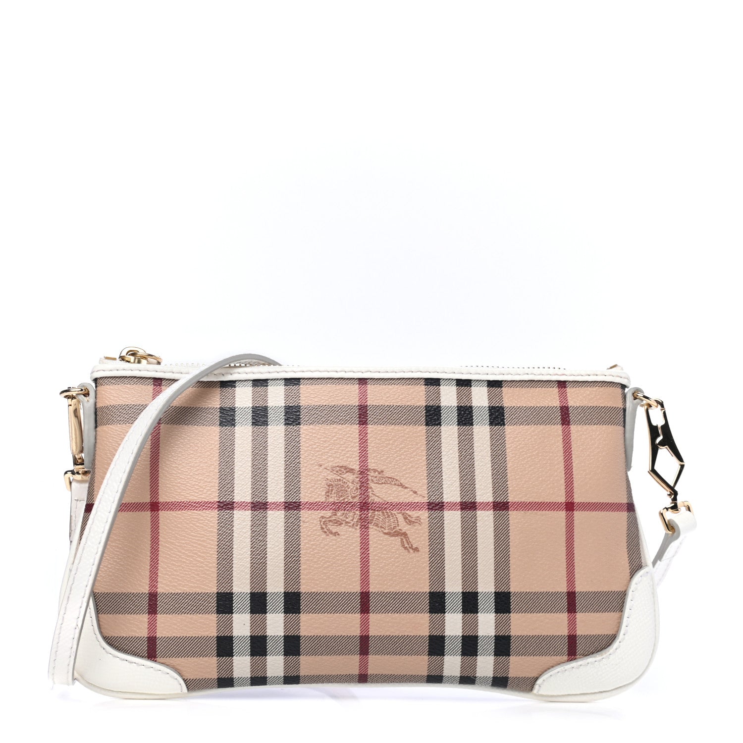 Burberry Haymarket Check Small Peyton Crossbody Clutch Bag White 1 of 6