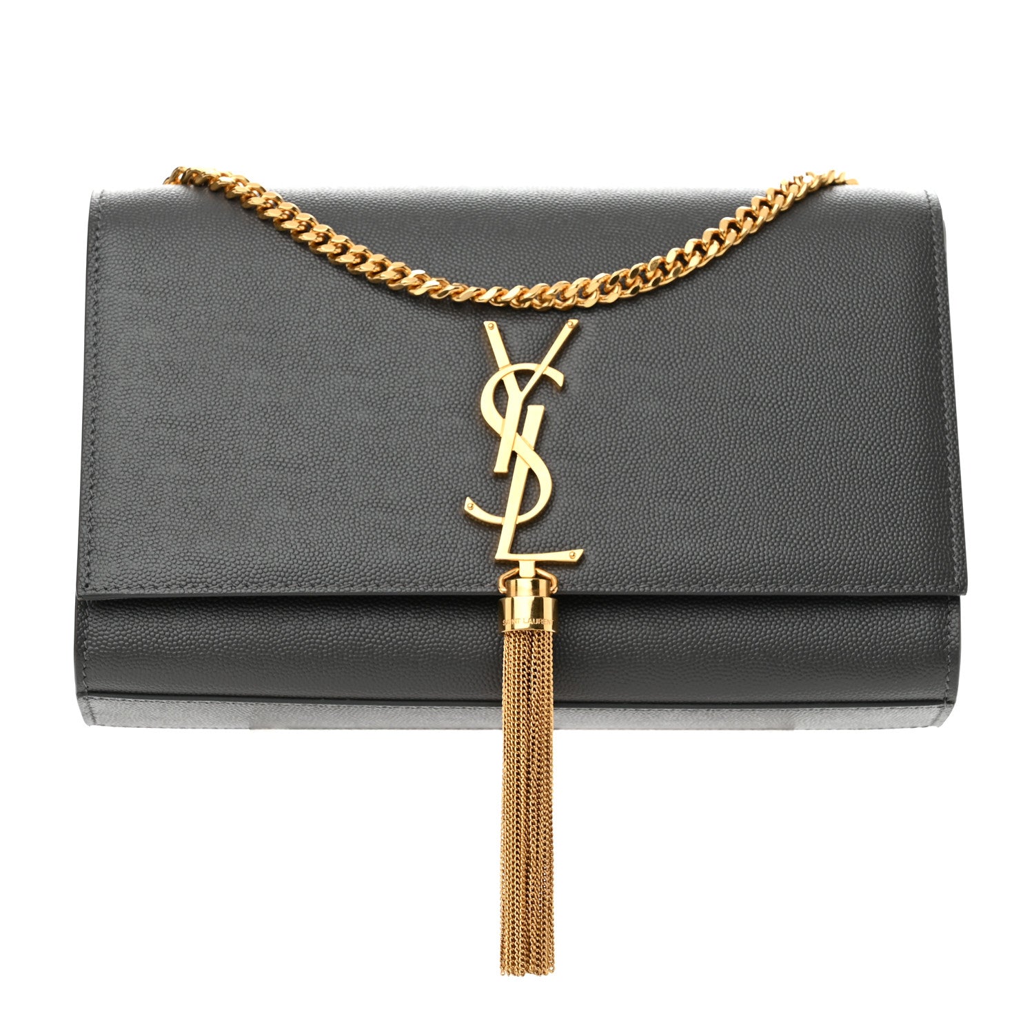 Saint Laurent Grain De Poudre Medium Classic Monogram Kate Tassel Satchel Grey 1 of 10