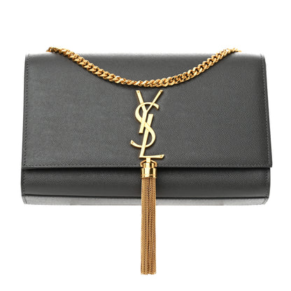 Saint Laurent Grain De Poudre Medium Classic Monogram Kate Tassel Satchel Grey 1 of 10