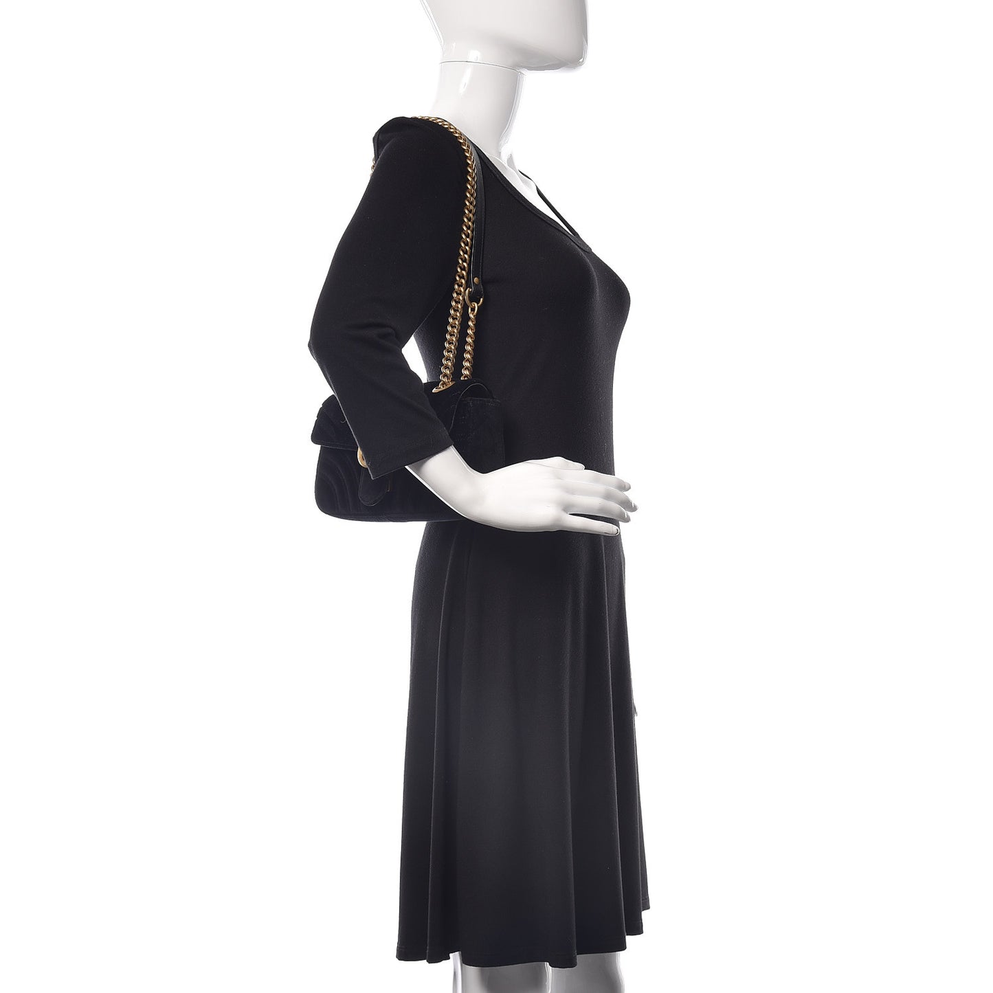 Velvet Matelasse Mini GG Marmont Shoulder Bag Black