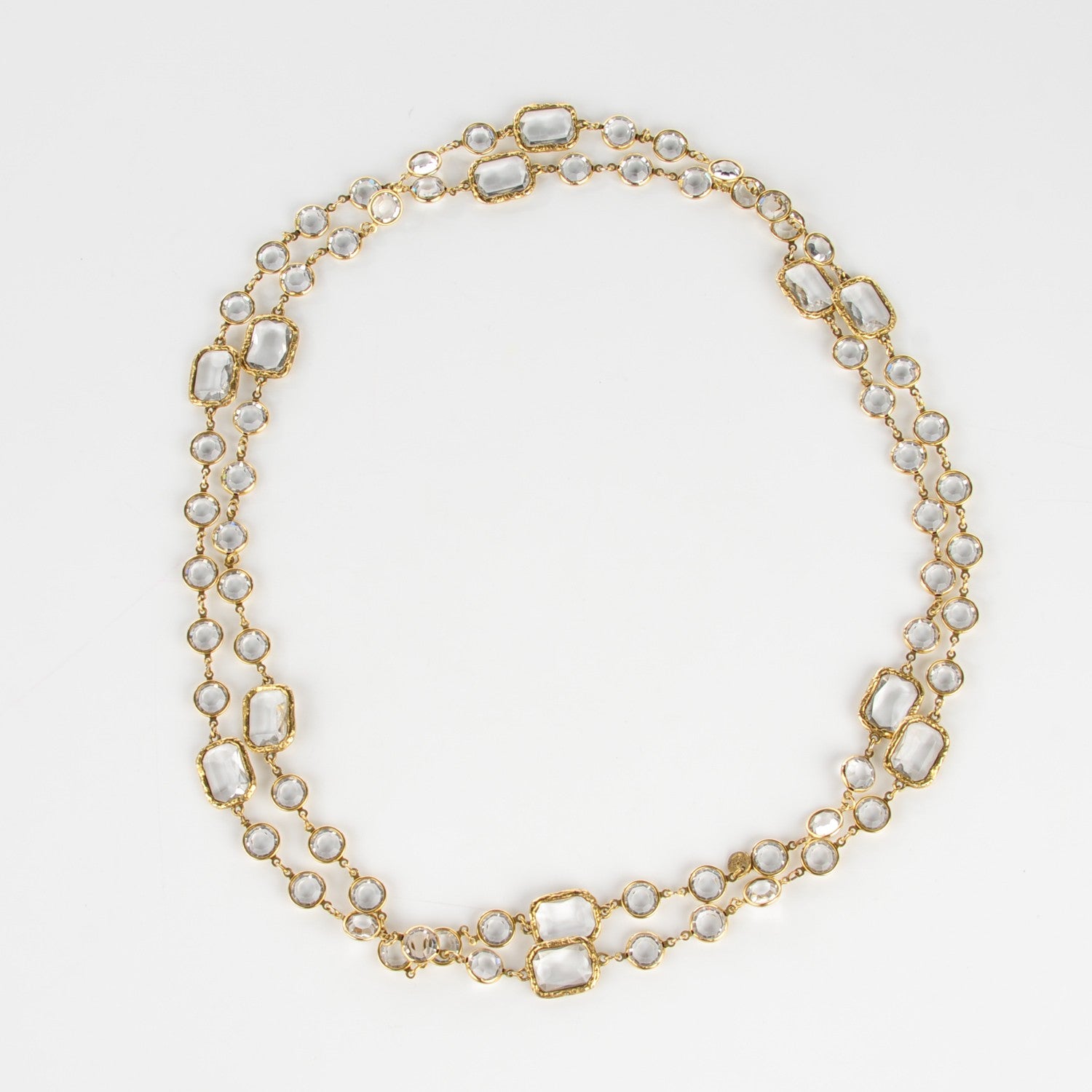 Chanel Swarovski Crystal Chicklet Sautoir Necklace Gold 3 of 4