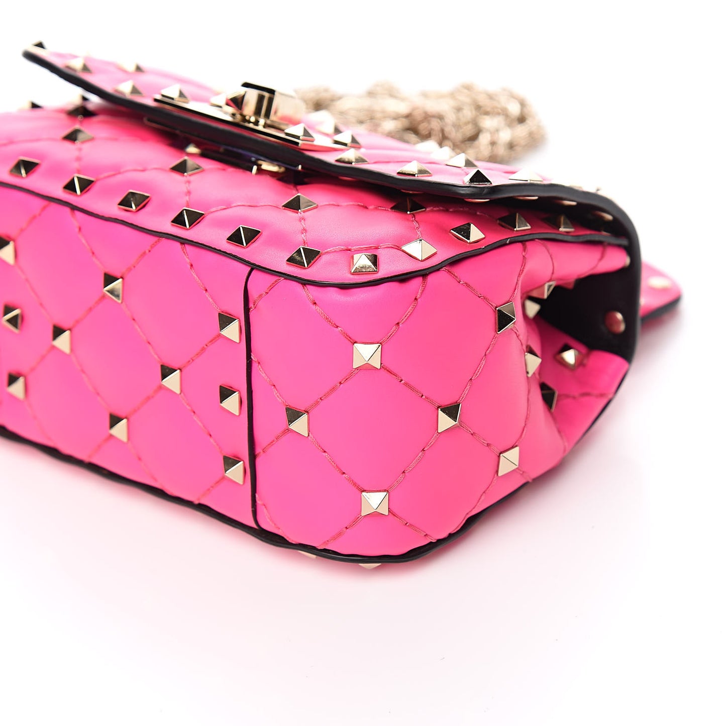 Calfskin Micro Rockstud Spike Shoulder Bag Azalea
