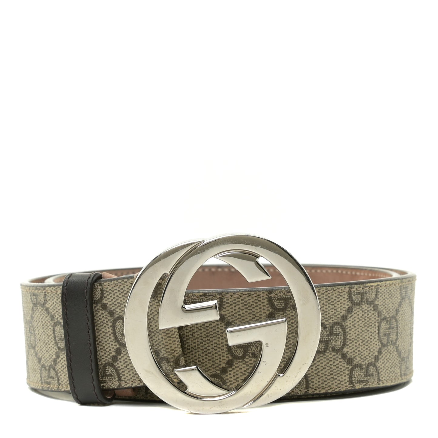 GG Supreme Monogram Selleria Calfskin Interlocking G 40mm Belt 85 34 Beige Ebony Cocoa